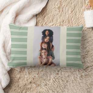 coussin décoratif à rayures sage personnalisé avec