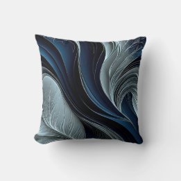Coussin décoratif abstrait à flux indigo Golden Ai