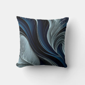 Coussin décoratif abstrait à flux indigo Golden Ai