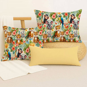 Coussin Décoratif Animaux de la Jungle Tropicaux M