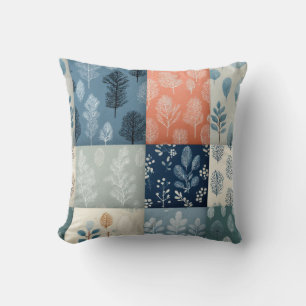 Coussin décoratif arbres forestiers patchwork scan