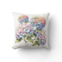 Coussin décoratif aux hortensias délicats en aquar