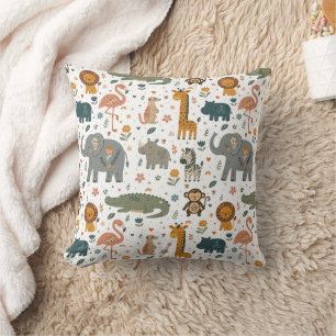 Coussin décoratif avec impression d'animaux de saf
