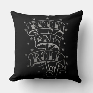 Coussin décoratif avec logo Rock & Roll Noir & Arg