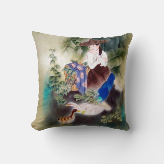 Coussin décoratif avec Motif Oriental - Femme & Sw (Recto)