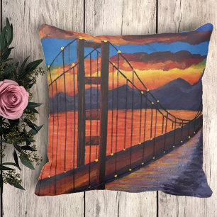 Coussin décoratif avec peinture acrylique du pont