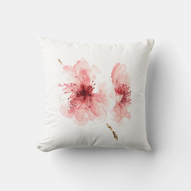 Coussin décoratif blanc Sakura de fleurs de (Recto)