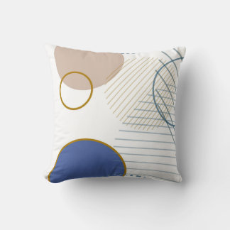 Coussin décoratif bleu et or abstrait