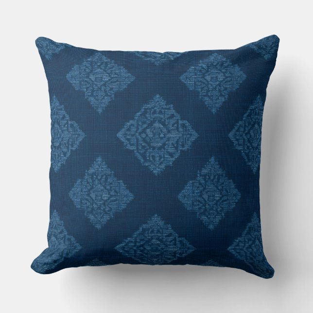 Coussin décoratif bleu jeté (Recto)