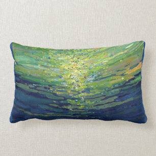 Coussin décoratif bleu marine, corail et jaune Juu