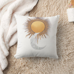 Coussin décoratif Boho Gold Sun Moon Celeste