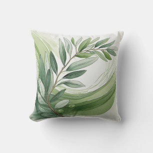 Coussin décoratif Branche d'olivier à l'aquarell