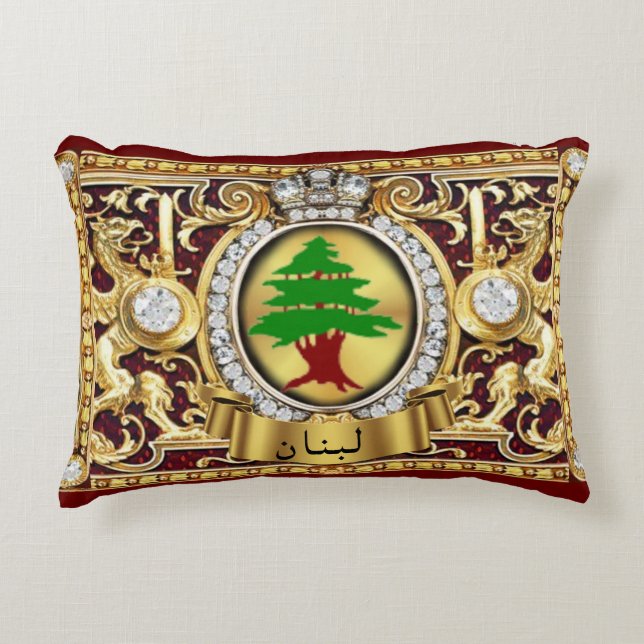 Coussin décoratif cadeau Liban (lettres arabes) (Devant)