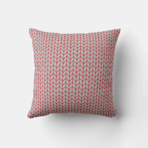 COUSSIN DÉCORATIF CARRÉ EN MAILLE GRIS ROUGE