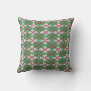 COUSSIN DÉCORATIF CARRÉ TRICOTÉ ARGYLE NOËL