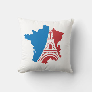 Coussin décoratif carte de France et tour Eiffel