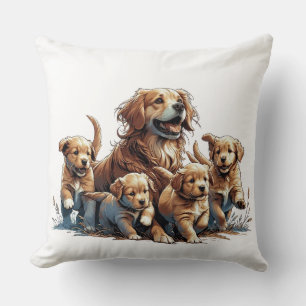 Coussin Décoratif Chien Mère et ses Chiots