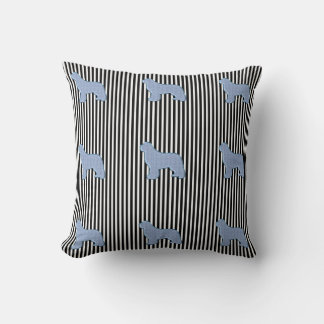 coussin décoratif chien terre-neuve bleu