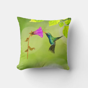 Coussin décoratif Colibri vert et Fleur