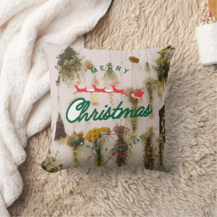 Coussin décoratif coloré de joyeux Noël cerf