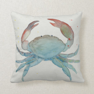 Coussin décoratif de crabe d'aquarelle