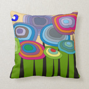 Coussin décoratif de fleurs Artsy lunatiques