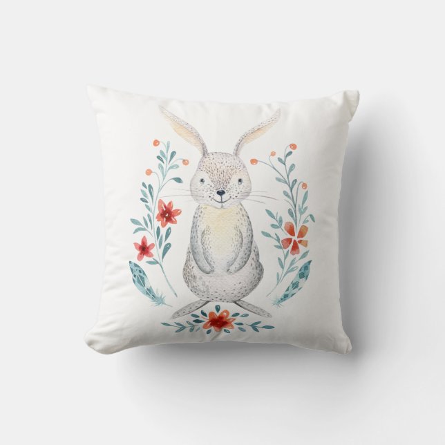 Coussin décoratif de lapin pour animaux de bois (Recto)