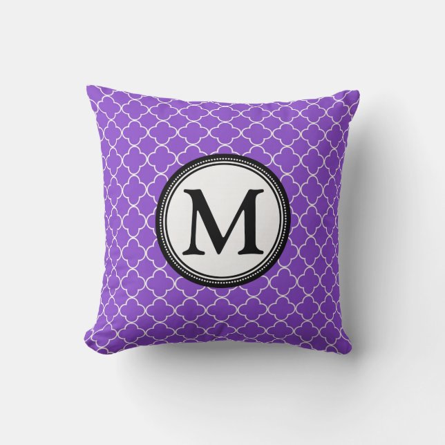 Coussin décoratif de monogramme noir pourpre de (Recto)