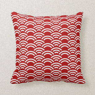 Coussin décoratif de motif blanc rouge de feston