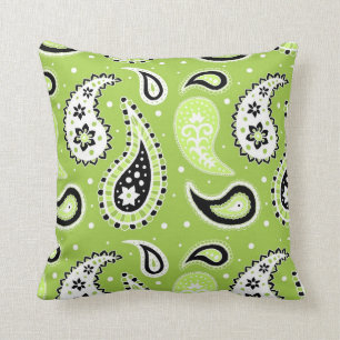 Coussin décoratif de motif noir de Paisley de