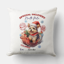Coussin décoratif de Noël avec Yorkie mignon