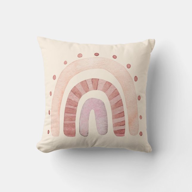 Coussin décoratif de pépinière arc-en-ciel bohème  (Recto)