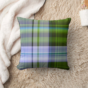 Coussin décoratif de plaid vert-bleu classique