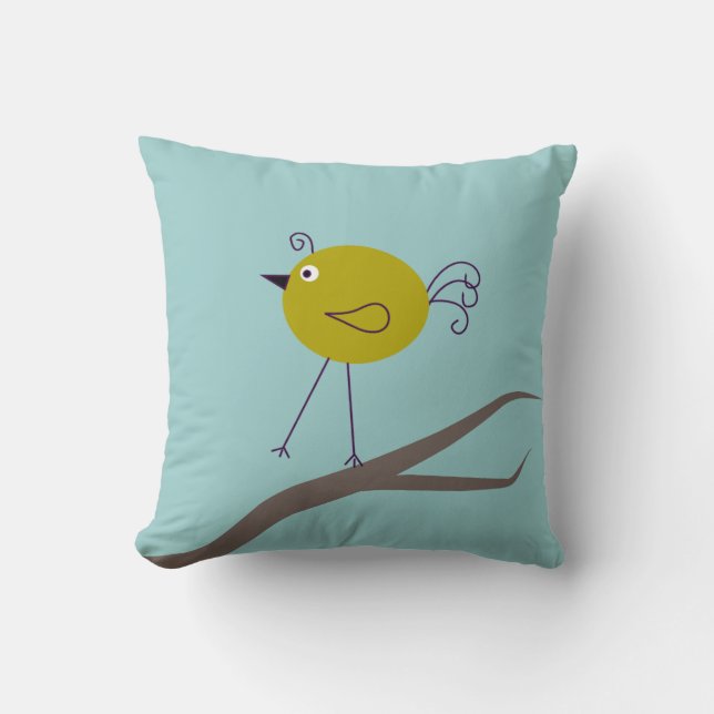 Coussin décoratif de rétro oiseau (Recto)