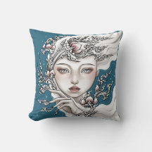 Coussin décoratif Déesse du lotus bleu