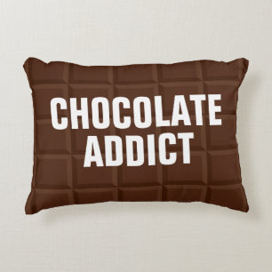 Coussin décoratif drôle de chocolat brun addict