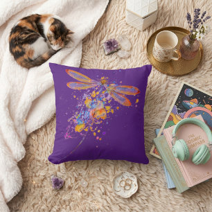 Coussin décoratif éclaboussure libellule
