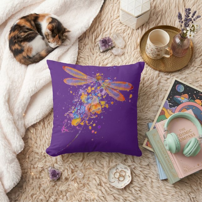 Coussin décoratif éclaboussure libellule (Créateur téléchargé)