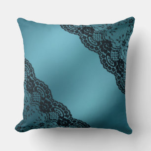 Coussin décoratif en dentelle Vintage turquoise