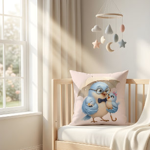 Coussin décoratif familial de jolis oiseaux en cad