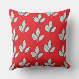 Coussin Décoratif Feuille Florale Rouge