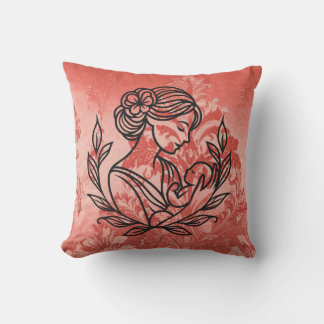 Coussin Décoratif – Fleurs de Mère et Enfant