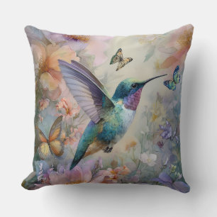 Coussin Décoratif Fleurs Oiseaux-Mouches