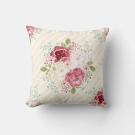COUSSIN DÉCORATIF FLEURS ROSES PINK VINTAGE