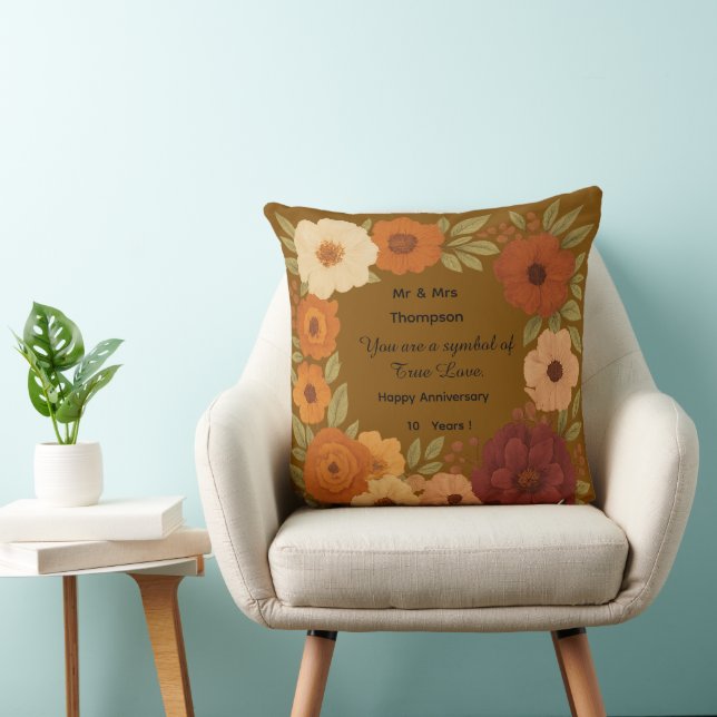 Coussin décoratif floral Boho Mr & Mrs Cadeau (Chaise)