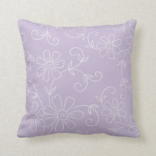 Coussin décoratif floral pourpre et blanc