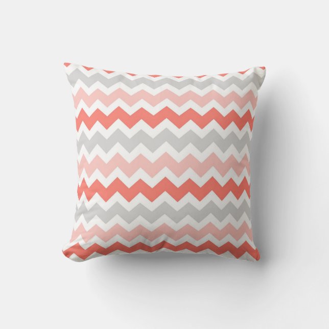 Coussin décoratif gris de corail de Chevron (Recto)