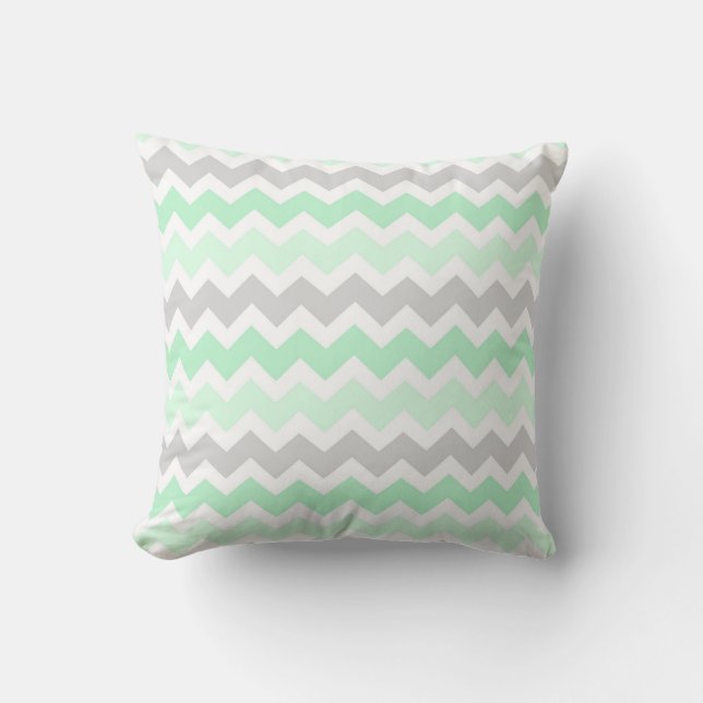 Coussin décoratif gris en bon état de Chevron (Recto)