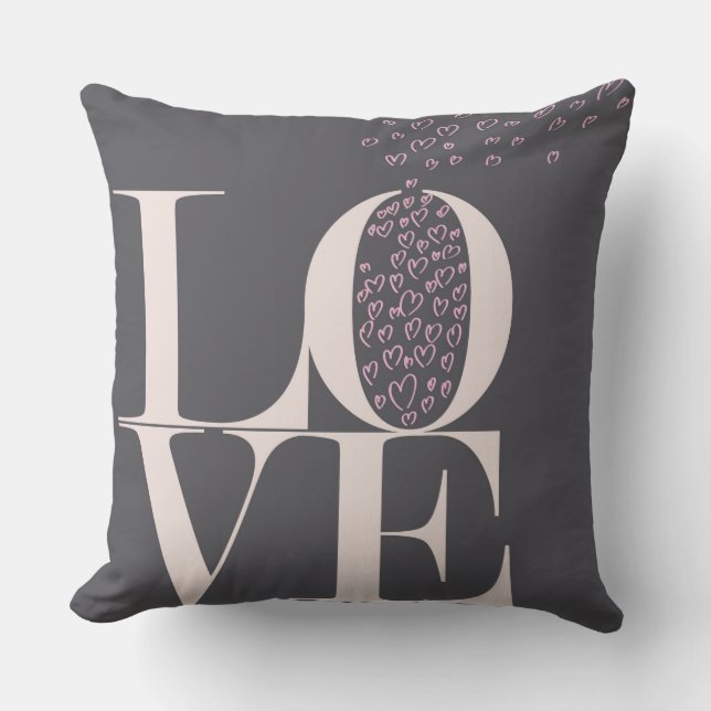 Coussin décoratif gris/rose (Recto)