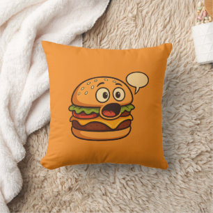 « Coussin décoratif hamburger parlant mignon »